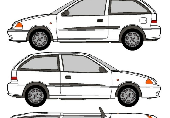 Suzuki Swift (2002) (Сузуки Свифт (2002)) - чертежи (рисунки) автомобиля